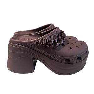 Crocs Siren Chain Clog Dark Cherry Heels 4” Platform Women’s 8 New Without Box